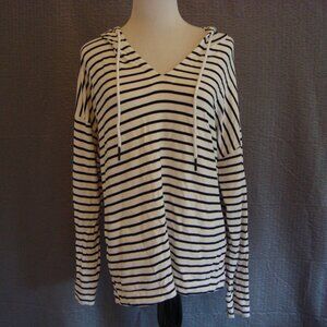 Buffalo David Britton Hoodie with Pockets White Black Stripped Size L